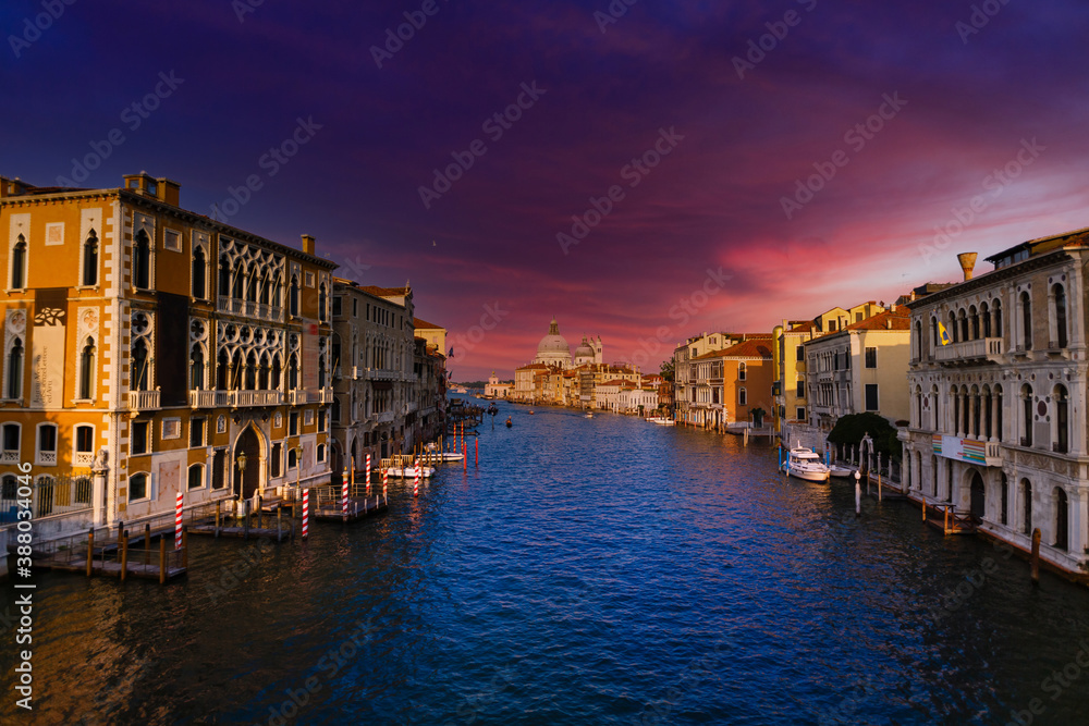 Venice. Cityscape image of Grand Canal in Venice, with Santa Maria della Salute Basilica in the background.