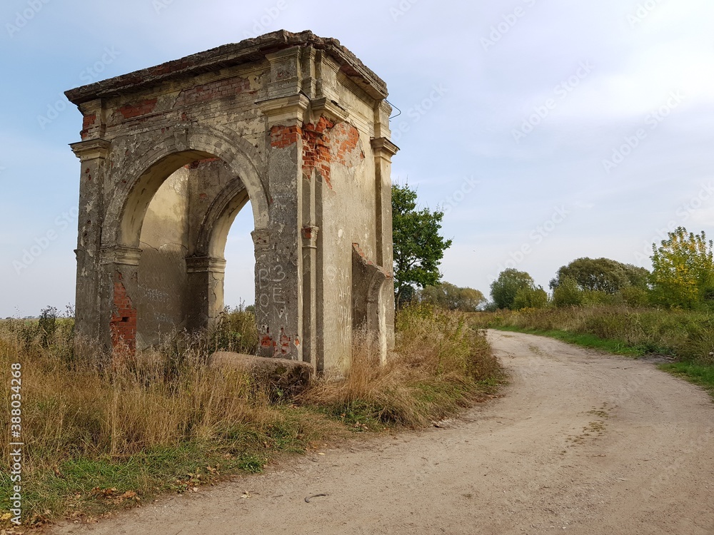 Destroyed ancient gate in the manor