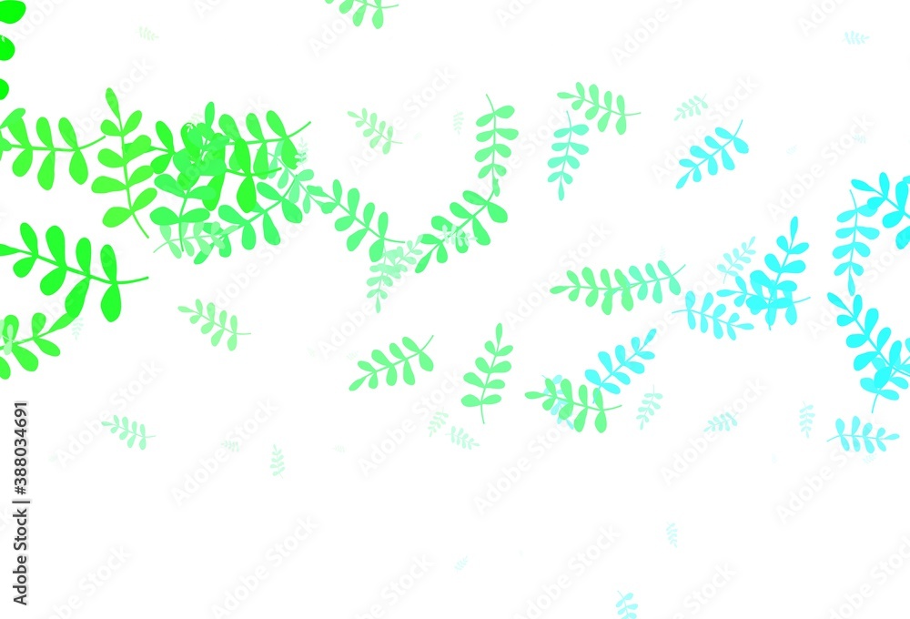 Light Green vector doodle layout with leaves.