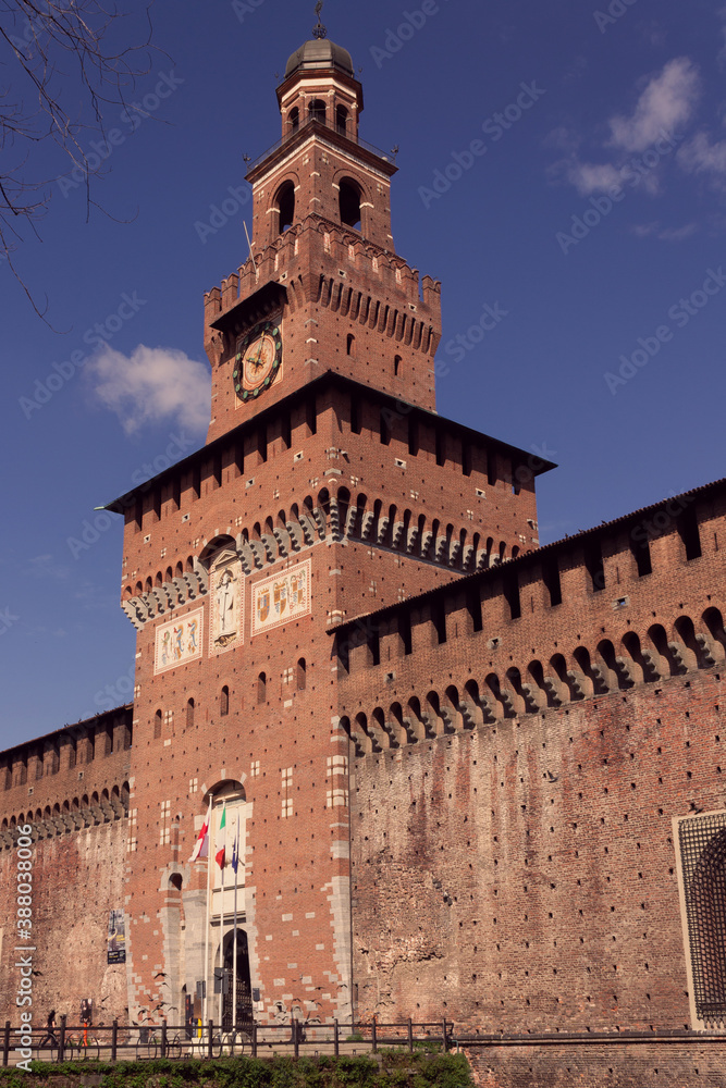 Castello Sforzesco of Milan against blue sky