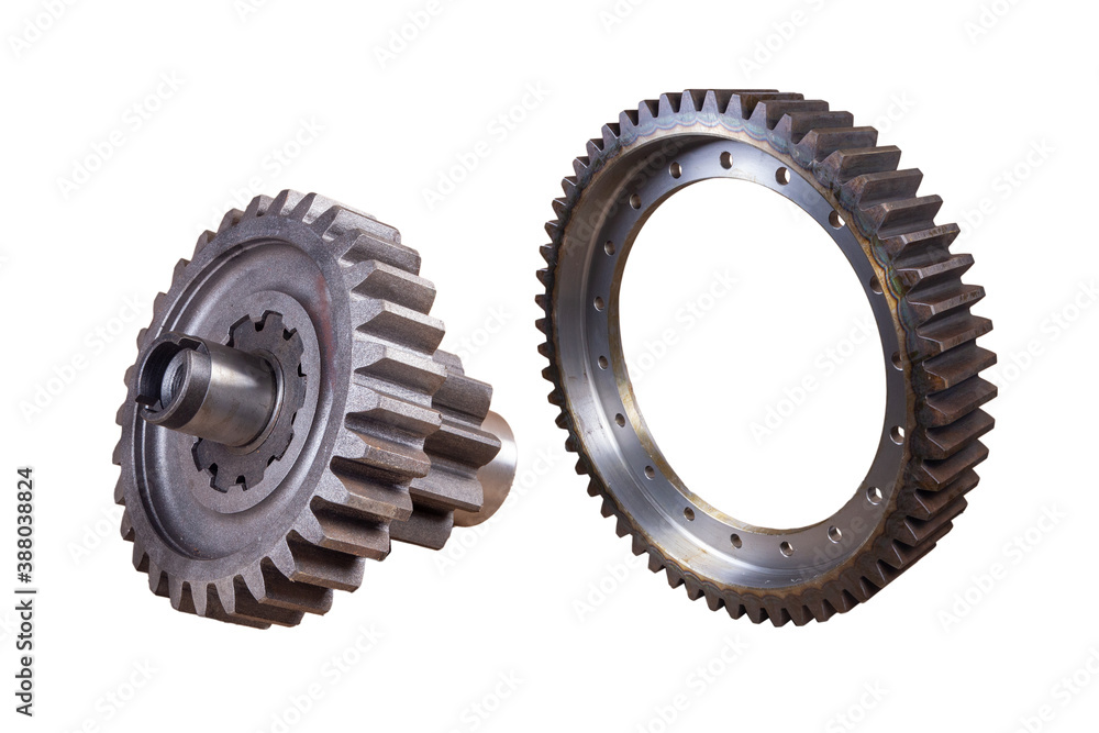 new gear isolated on a white background. spare parts new gear isolated on a white background. spare parts