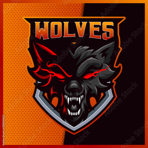 Dark Wold esport and sport mascot logo design with modern illustration concept style for team, badge, emblem and patch. Gaming Logo Template on Isolated Background. Vector illustration