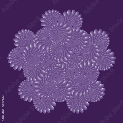 Mandala, fractal pink pattern. Dotted colorful Vector Spiral Pattern or Texture
