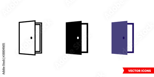 Door open icon of 3 types color, black and white, outline. Isolated vector sign symbol.