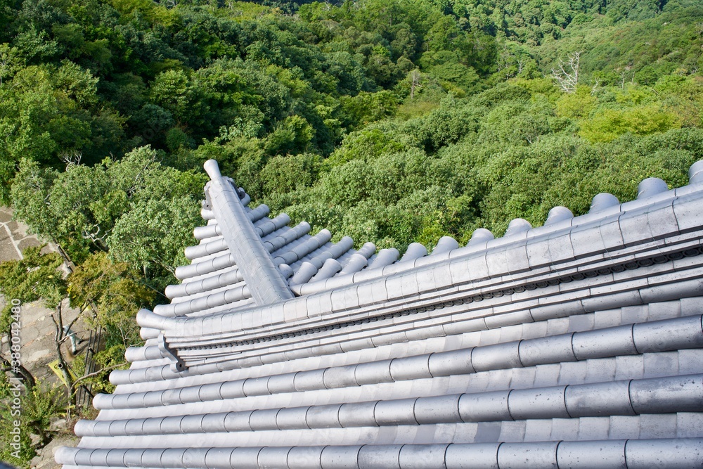 The roof of Gifu castle in Japan.