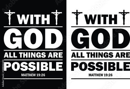 With God all things are possible-Christian cross with Bible verse, Christian Runner Bible Verse Women's t-shirt Design, Bible quote, Inspirational Motivational Quote