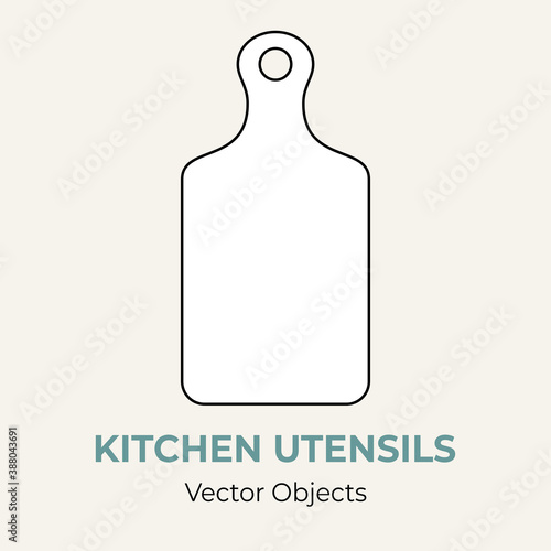 Cutting chopping board cookware simple form vector illustration. Vector line illustration isolated logo icon restaurant menu banner. Silhouette wooden plastic cutting chopping board isolate background