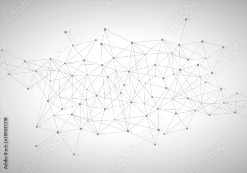 Network abstract connection isolated on gray background. Network technology background with dots and lines. Ai background. Modern abstract concept. Ai vector, network technology