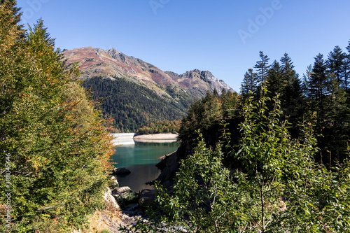 Lac de Bious-Artigues reservoir artificial lake reservoir, Ossau Valley, French Pyrenees, France photo