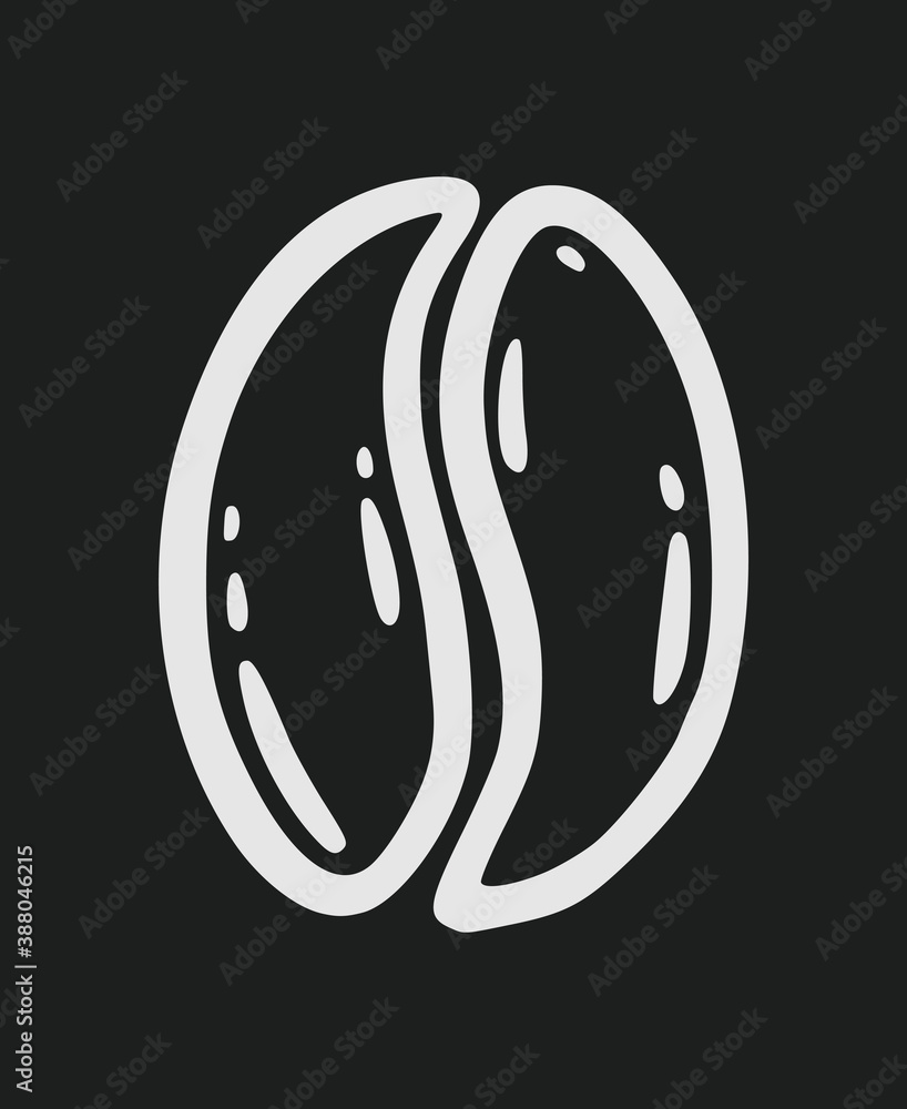 Obraz premium One roasted coffee bean, caffeine symbol