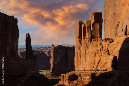 Travel and Tourism - Scenes of the Western United States. Red Rock Formations in Arches National Park, Utah.