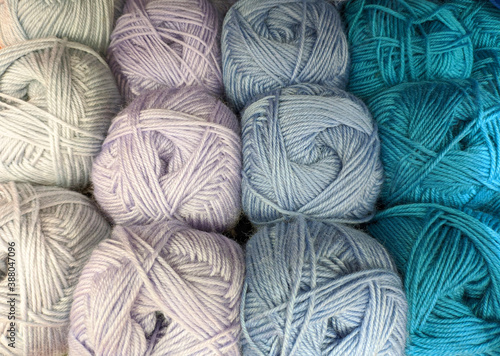 colorful wool yarn on the shelf for handmade