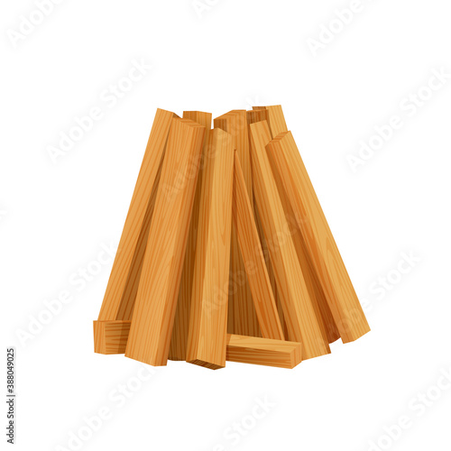 Firewood, wood materials, campfire site, vector icon.