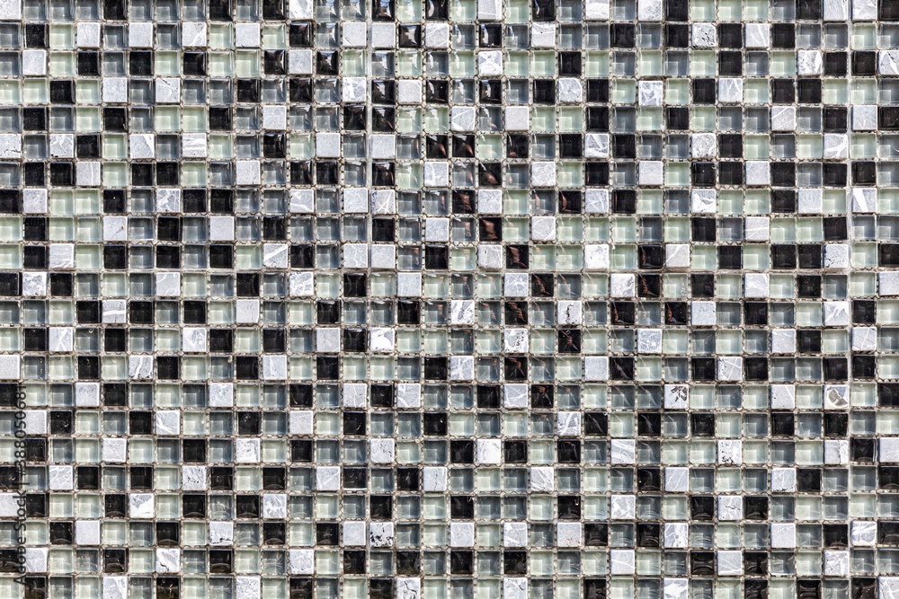 Black and white pattern glass mosaic wall tile texture and seamless background Black and white pattern glass mosaic wall tile texture and seamless background