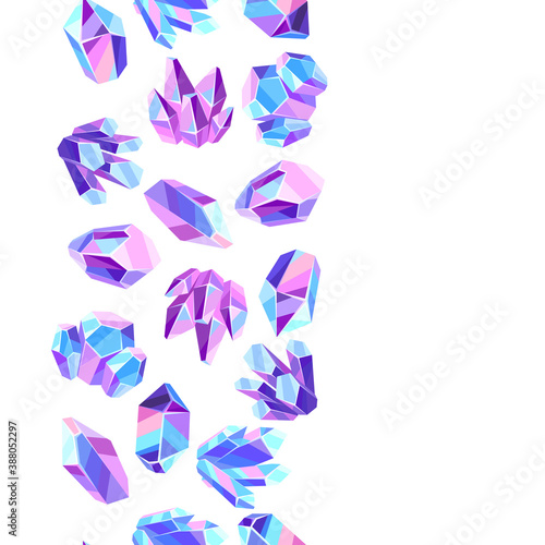 Seamless pattern with crystals and minerals.