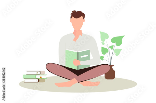 people reading or students studying and preparing for examination. Book lovers, readers, modern literature fans isolated on white background. Flat cartoon vector illustration.