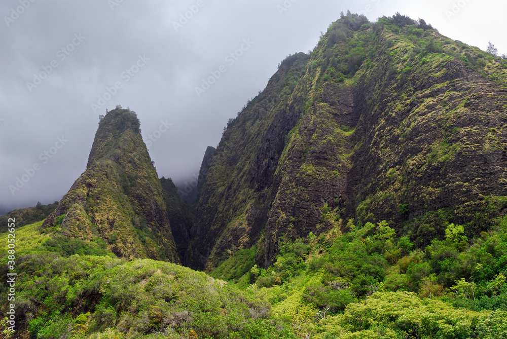 The Iao Needle and gulch at Iao Valley State Park Maui