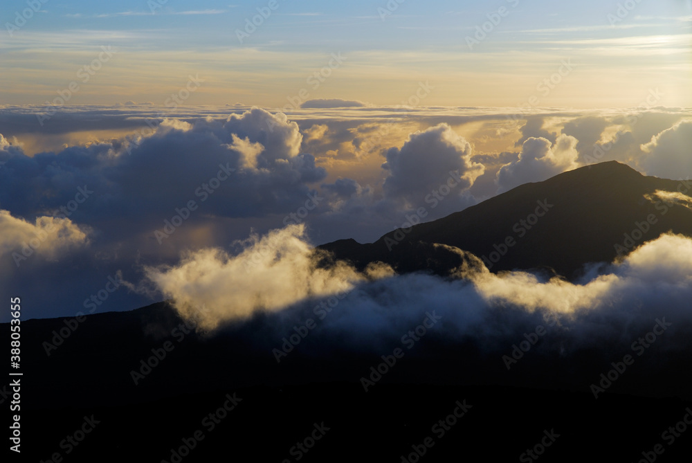 Inverted clouds at sunrise on the top of Haleakala Maui