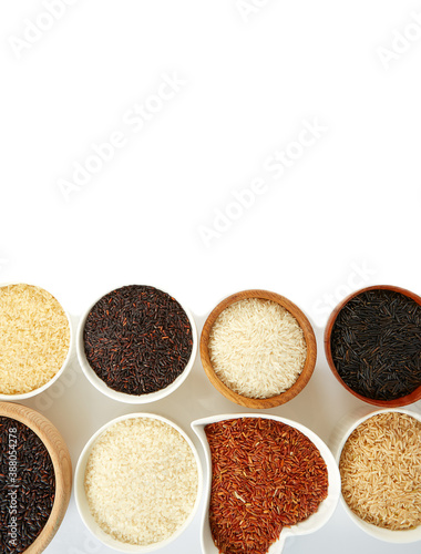 rice assortment isolated on white backrgound