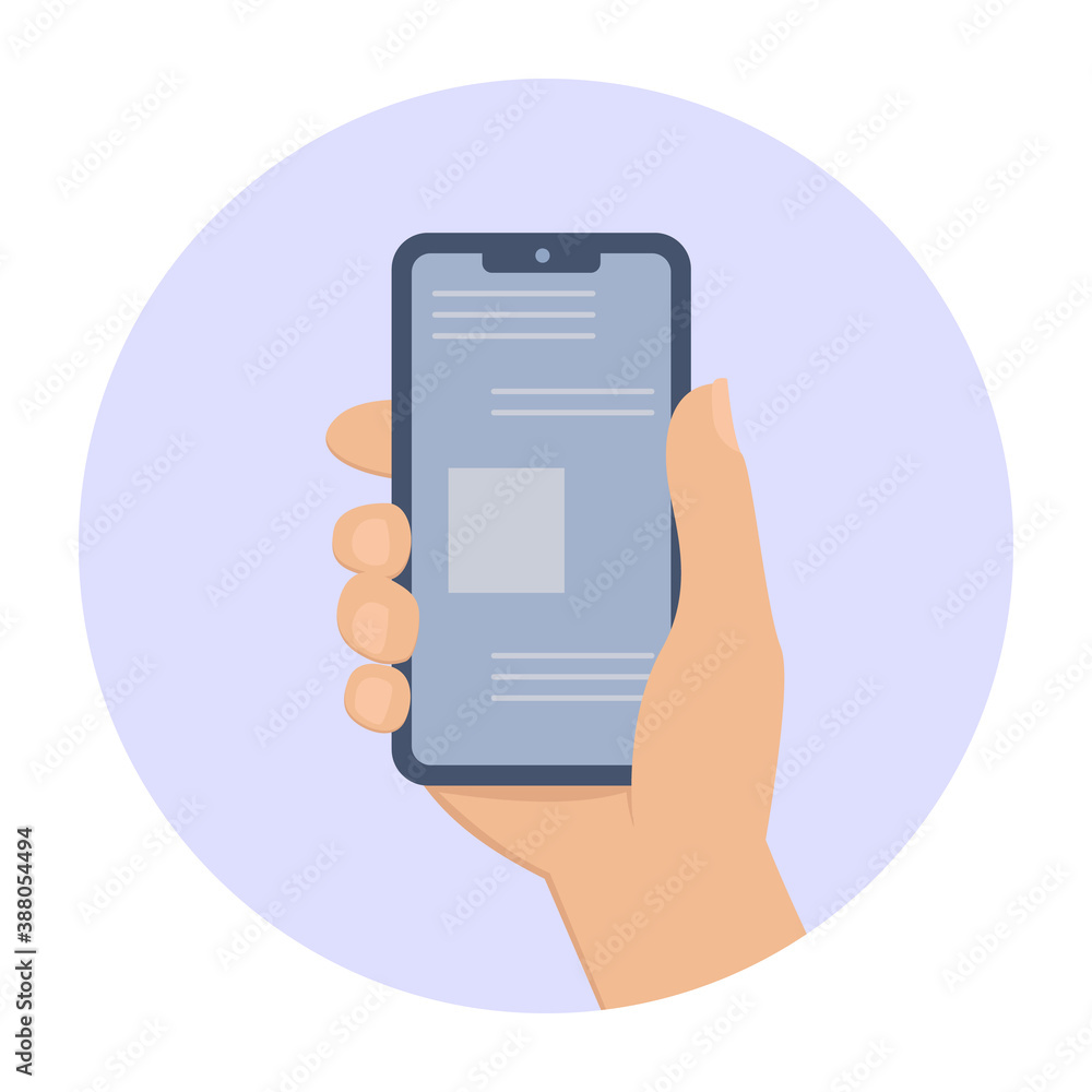 vector flat illustration of hand holding mobile phone vector flat illustration of hand holding mobile phone