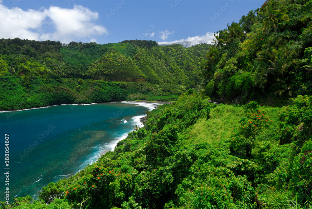 Honomanu Bay and shore on the road to Hana in Maui Honomanu Bay and shore on the road to Hana in Maui