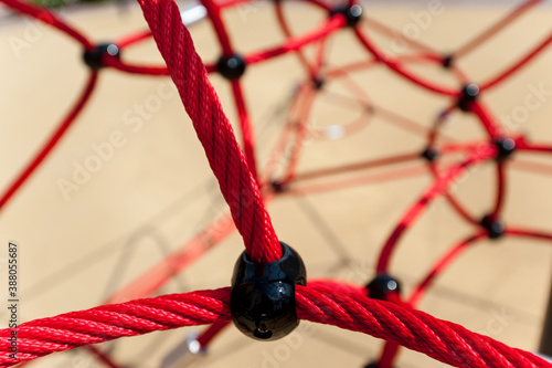 braided red ropes and knots close-up on the Playground