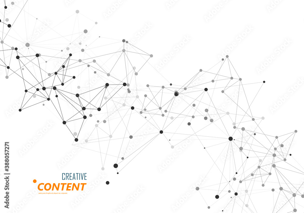 Abstract connection dots lines. Communication science technology background. Vector illustration