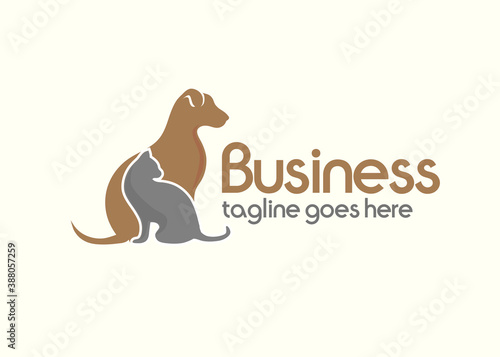 cat and dog vector logo, pet lover logo, Veterinary logo illustration