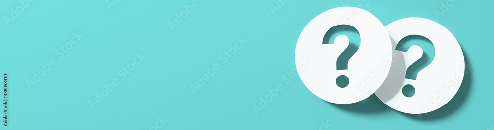 Question mark in front of a red color wall background. Business support concept - 3D Rendering. Question mark in front of a red color wall background. Business support concept - 3D Rendering.