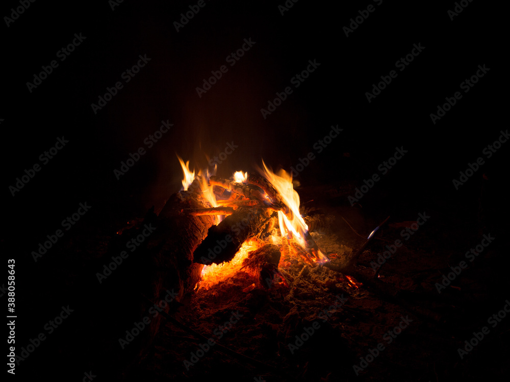Campfire fire in the night