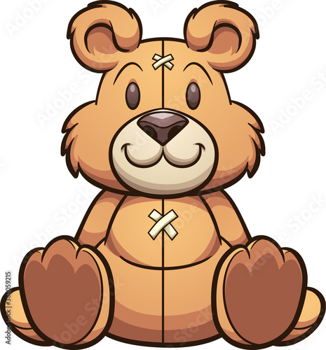 Cute cartoon teddy sitting front view. Vector clip art illustration with simple gradients. All on a single layer. 
