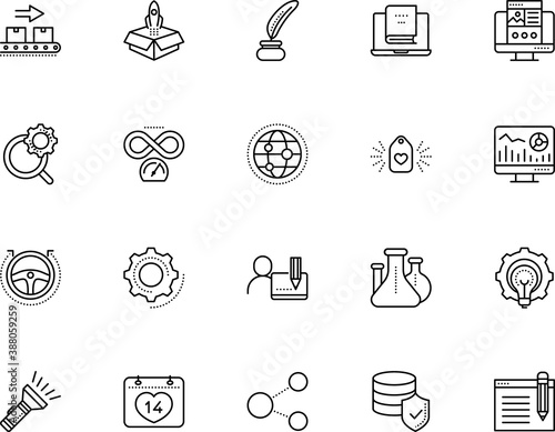 technology vector icon set such as: creativity, robotic, portal, test, sticker, spaceship, cartoon, cardboard, graph, laboratory, study, management, seo optimization, person, factory, workspace