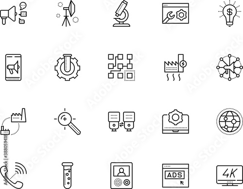 technology vector icon set such as: urgent, industrial, studio, invention, planet, net, contact, monitor, glassware, bounce, television, tool, compliance, home, shot, mechanical, creative, hand