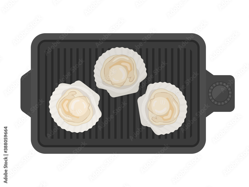 ホットプレートで焼くホタテ貝のイラスト Stock Vector Adobe Stock ホットプレートで焼くホタテ貝のイラスト Stock Vector Adobe Stock