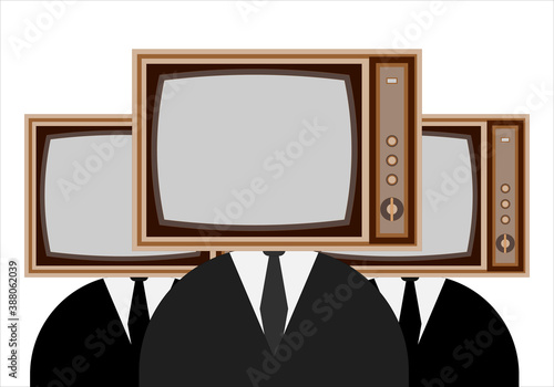 Televisiones retro con traje negro. 