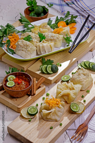indonesian siomay appetizer with peanut sauce