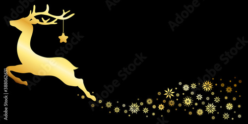 Rentier Mit Stern Und Schweif Aus Schneeflocken Gold Schwarz