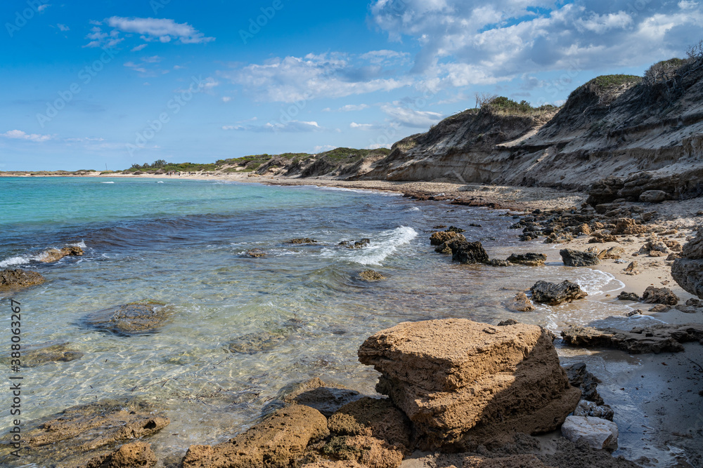 Beach hike to the Torre Guaceto in Apulia, Italy through the maritime nature reserve