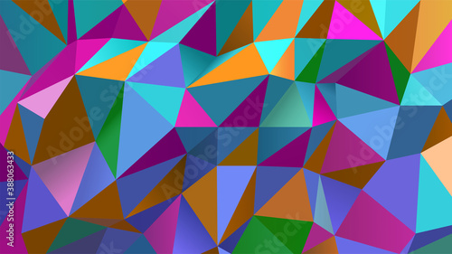 Abstract triangular geometric background. Vector multicolor polygonal backdrop.