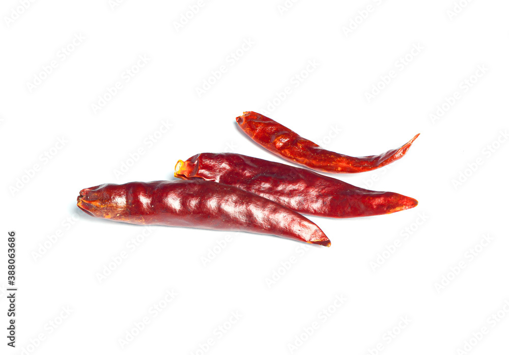Image isolated cayenne or red dried chili pepper or jalapeno dry as a condiment for cookingon white background giving it a spicy flavor. Image isolated cayenne or red dried chili pepper or jalapeno dry as a condiment for cookingon white background giving it a spicy flavor.
