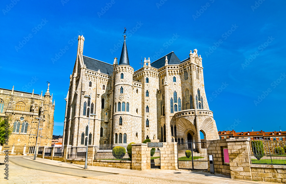 The Episcopal Palace, a building by Spanish Catalan architect Antoni Gaudi. Astorga, the province of Leon