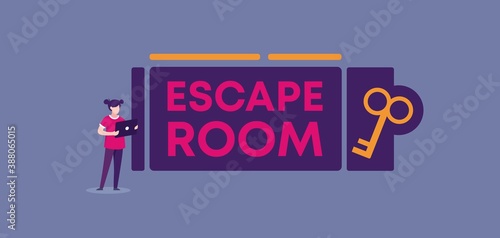 Escape room. Mysterious quest with challenge for logic maze modern reality with possible solutions real time puzzle game with vivid and memorable emotions master escape from vintage vector dungeon.