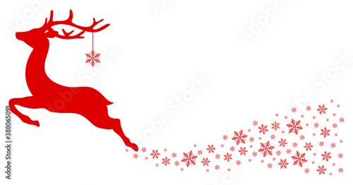 Rotes Rentier Mit Schneeflocke Und Schweif Aus Schneeflocken