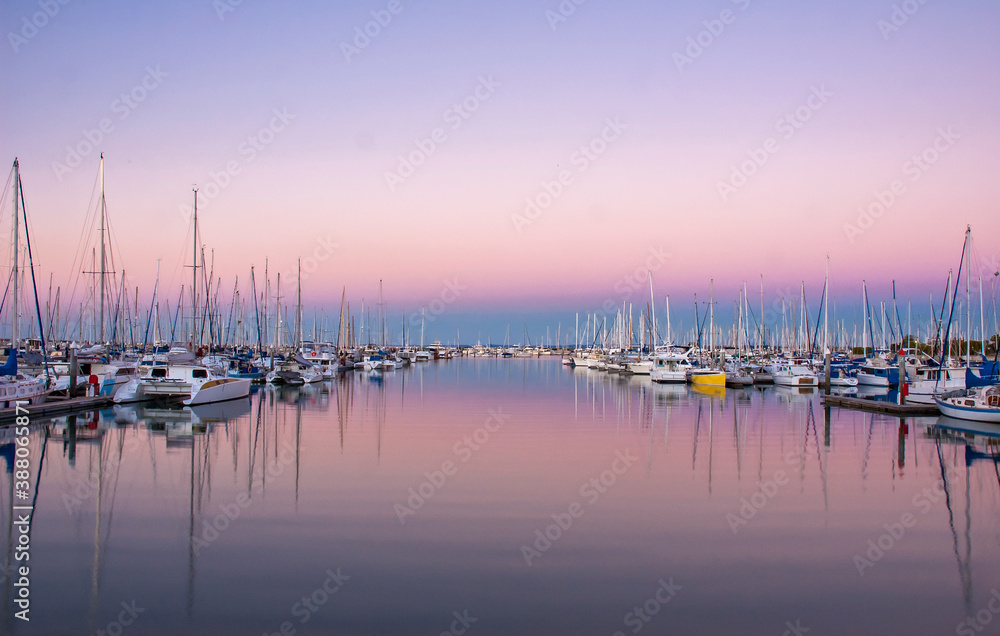 Beautiful Landscape of Manly Boat Marina at Brisbane, Queensland, Australia
