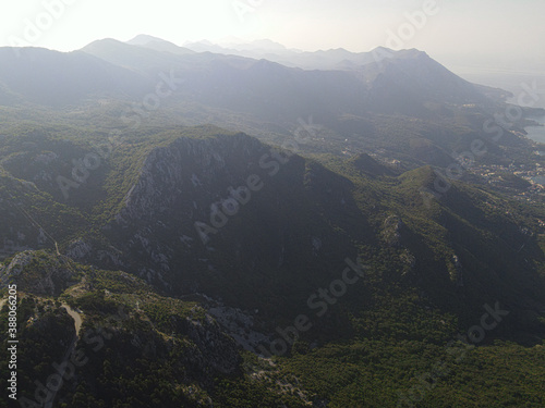 Foggy mountains near adriatic sea. Europe, Montenegro