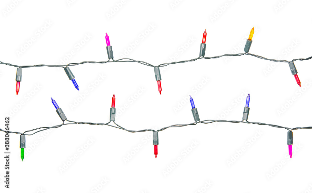 Christmas lights string isolated on white background with clipping path. Christmas lights string isolated on white background with clipping path.