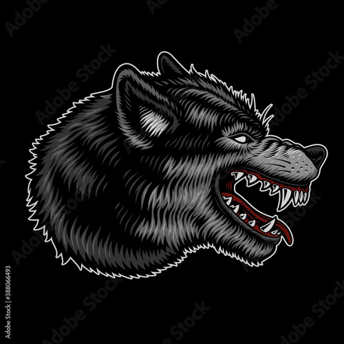 A colorful vector illustration of a wolf, isolated on white background.
