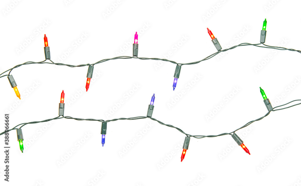 Christmas lights string isolated on white background with clipping path. Christmas lights string isolated on white background with clipping path.