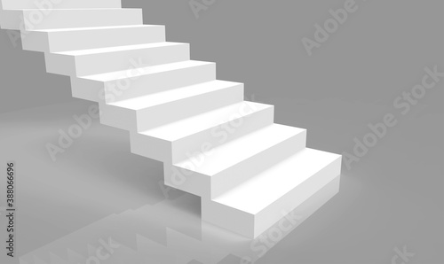 3d rendering. simple minimal design white stairs on gray room background.