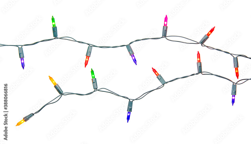 Obraz premium Christmas lights string isolated on white background with clipping path.